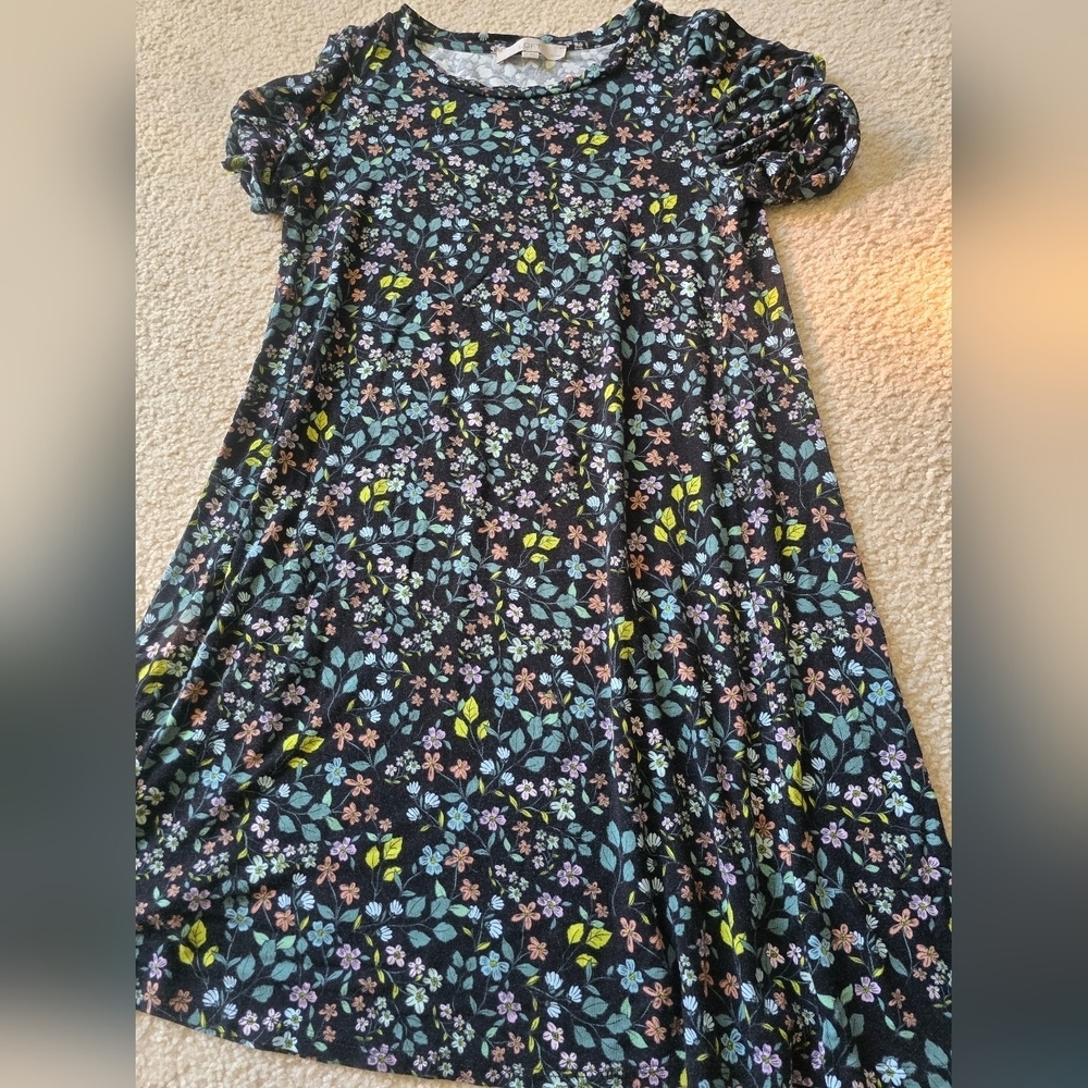 🌈 Loft Rayon Spandex Short Sleeve Cottagecore Floralcore Dress